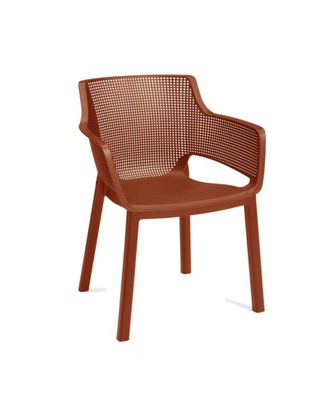 silla Elisa color teja de resina para terraza