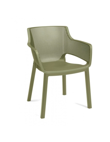 silla Elisa verde de resina para terraza exterior