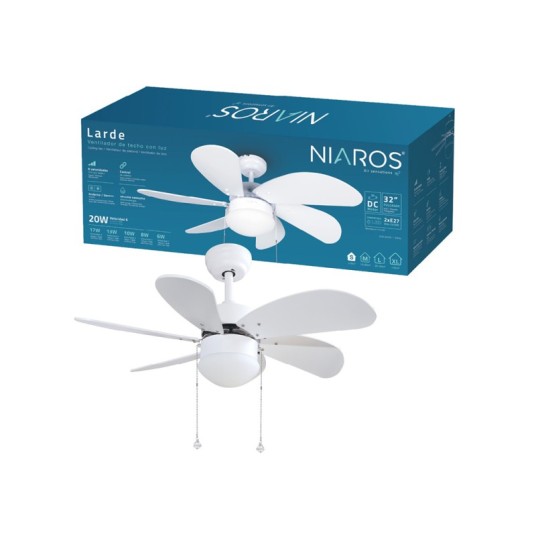 Ventilador de techo con luz Larde blanco