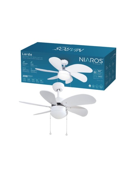 Ventilador de techo con luz Larde blanco