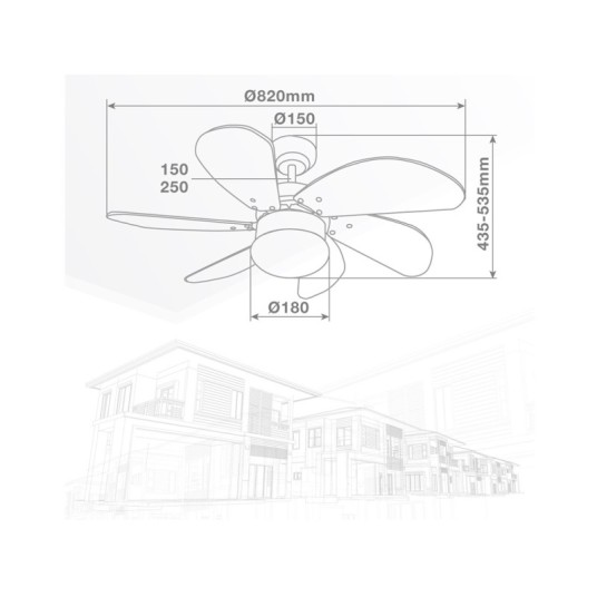 Ventilador de techo con luz Larde blanco