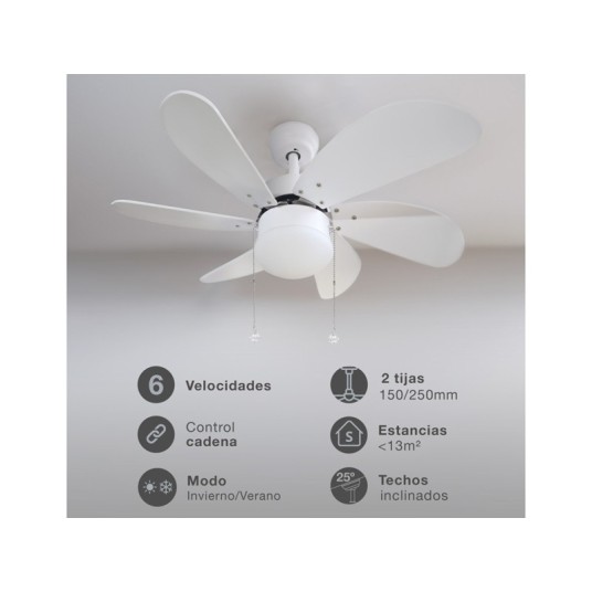Ventilador de techo con luz Larde blanco