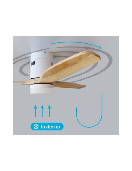 Ventilador de techo Kasama con aspas de haya efecto madera