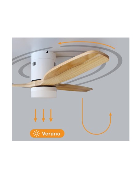 Ventilador de techo Kasama con aspas de haya efecto madera