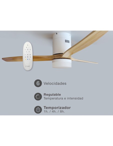 Ventilador de techo Kasama con aspas de haya efecto madera