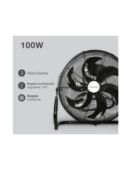 Ventilador de suelo Aidone con aspas metálicas negras