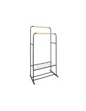 Perchero doble de metal negro estilo industrial modelo Artemis – 2 barras y 2 estantes – Bricomarian