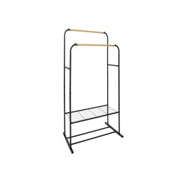 Perchero doble de metal negro estilo industrial modelo Artemis – 2 barras y 2 estantes – Bricomarian