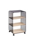 Estantería con ruedas de metal y madera MDF – 3 estantes y cajones, 43,5x28x74,5 cm