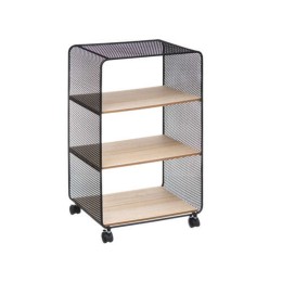 Estantería con ruedas de metal y madera MDF – 3 estantes y cajones, 43,5x28x74,5 cm