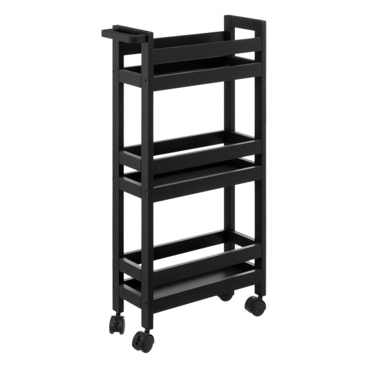 Carrito auxiliar Colorama negro kohl con 3 niveles y ruedas bloqueables para uso interior