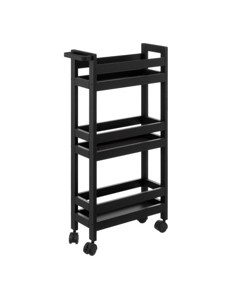 Carrito auxiliar Colorama negro kohl con 3 niveles y ruedas bloqueables para uso interior
