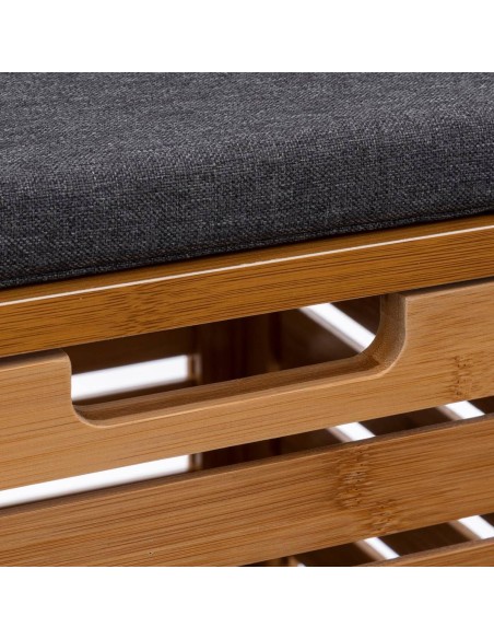 Taburete compacto para baño con estructura de bambú y asiento