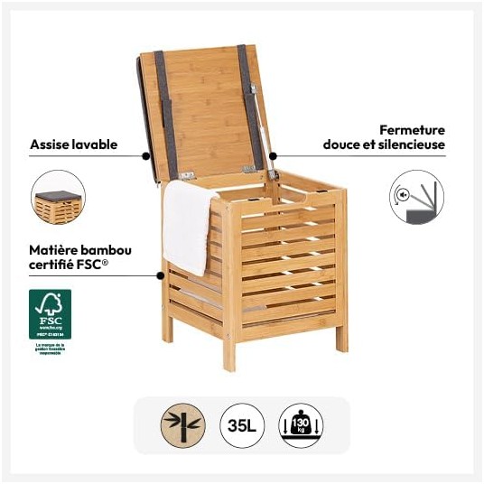 Taburete para baño bambú y MDF