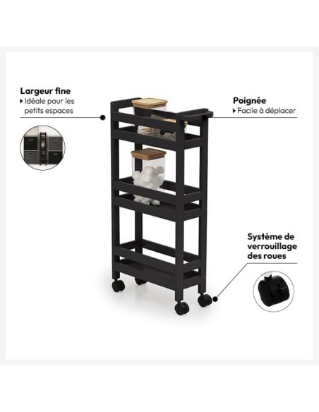 Carrito auxiliar "Colorama" con ruedas, 3 niveles