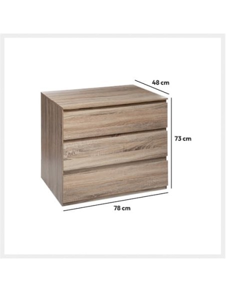 Cómoda Dolo de 3 cajones – Efecto madera natural