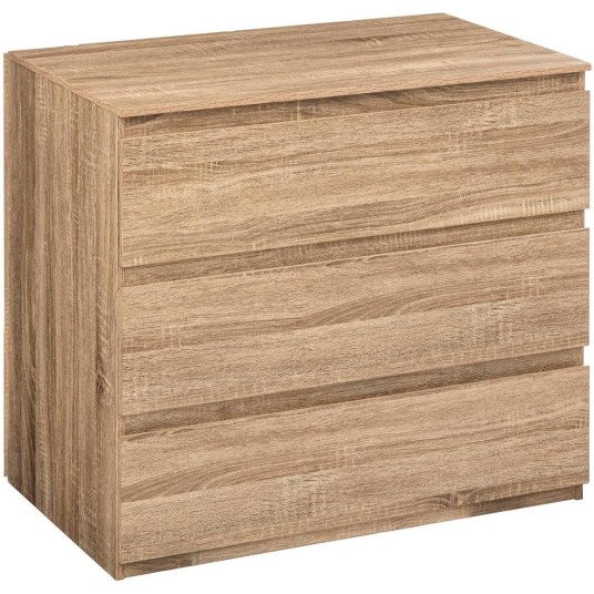 Cómoda de tres cajones con acabado efecto madera natural y diseño moderno