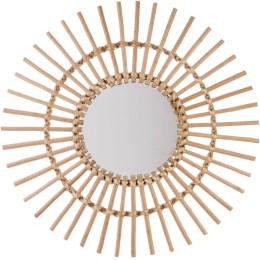 Espejo redondo de ratán natural Jane Atmosphera colgado en pared estilo boho – decoración luminosa y cálida