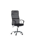 Silla de oficina Meeting negra con respaldo de malla y piel