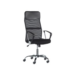 Silla de oficina Meeting negra con respaldo de malla y piel