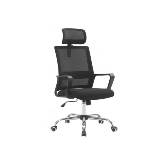 Silla de oficina New Repos negra con respaldo alto y soporte lumbar