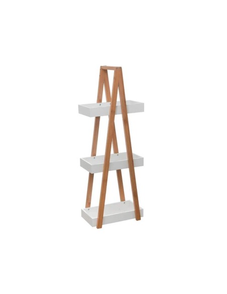 Estantería de baño bambú y MDF blanco con 3 estantes
