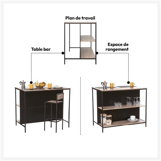 Isla de Cocina Aliaj – Madera y Metal
