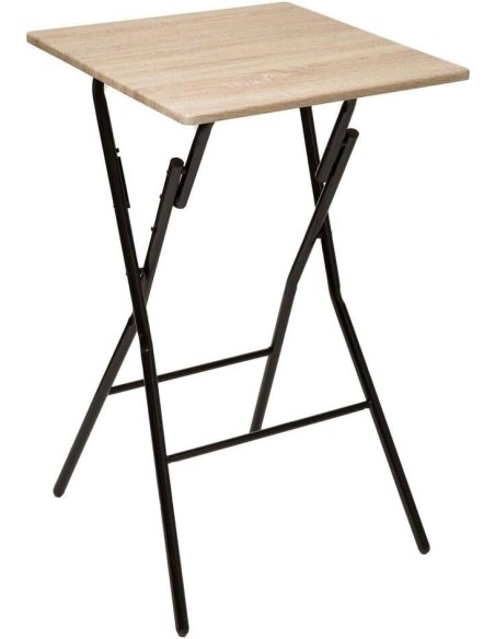 Mesa de bar plegable efecto madera para 2 plazas