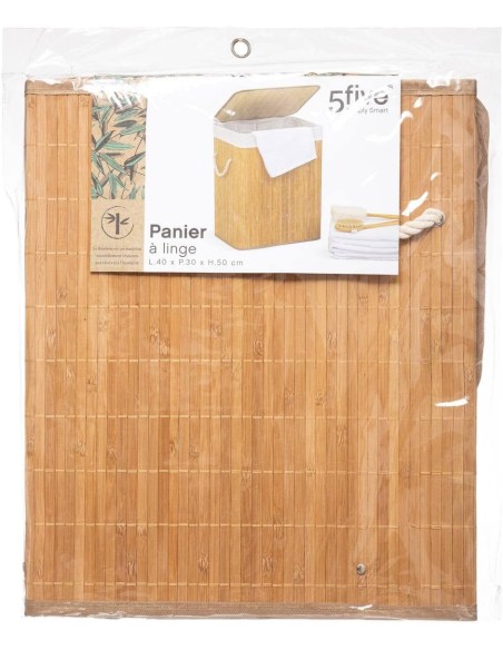 Cesto de ropa sucia de bambú natural