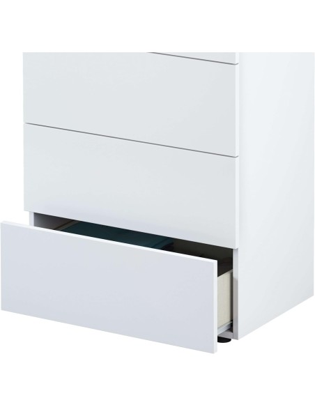 Cómoda Tekkan 5 cajones blanco artik y cemento 61 cm