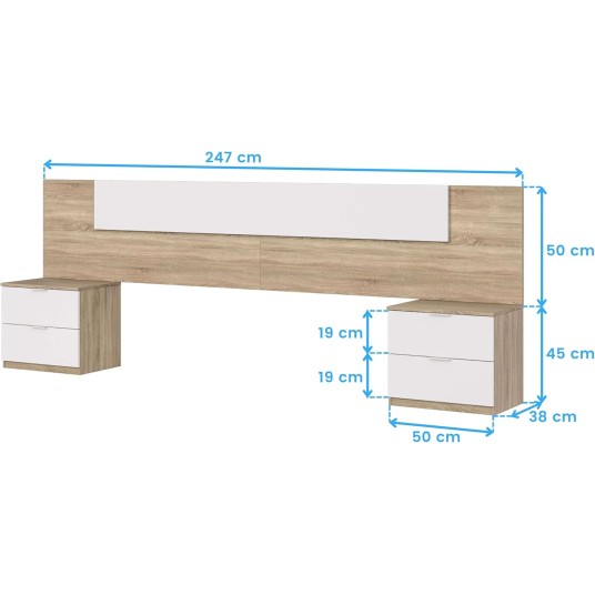 Cabezal Cama 150 cm con 2 Mesitas...