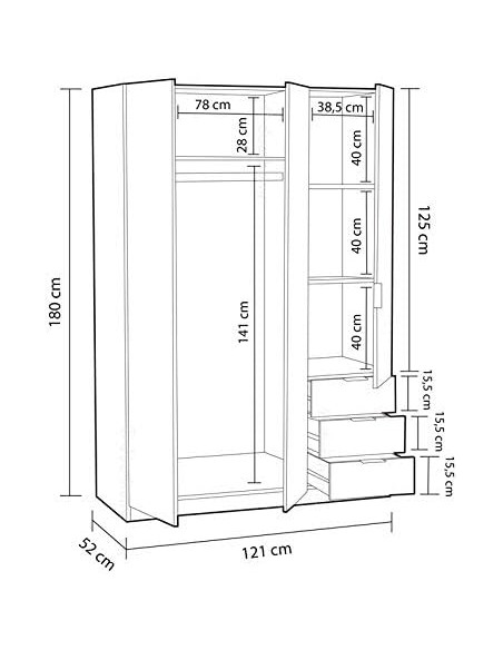 Armario Low Cost 2 Puertas Ropero y Zona Lateral