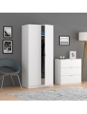 Armario 2 puertas blanco low cost con estante superior y perchero.