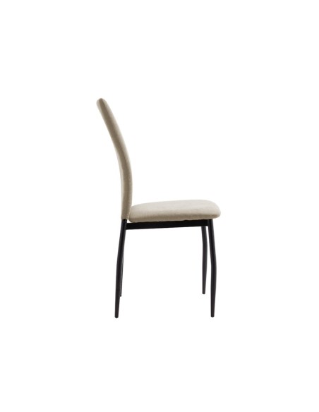 Silla de comedor Roxana tapizada en tela beige
