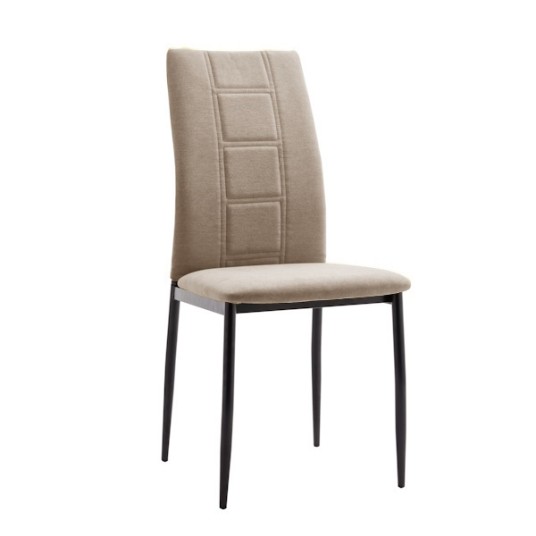 Silla de comedor Roxana tapizada en tela beige