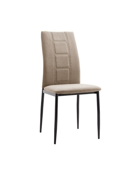Silla de comedor Roxana tapizada en tela beige