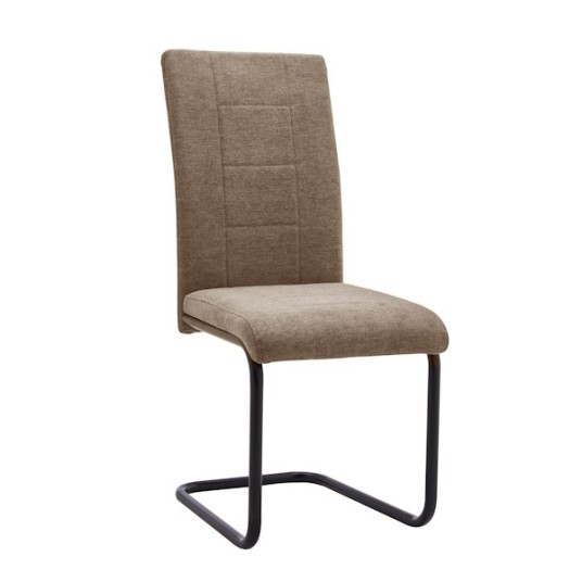 Silla de comedor Chiara de estilo retro, tapizada en tela chocolate