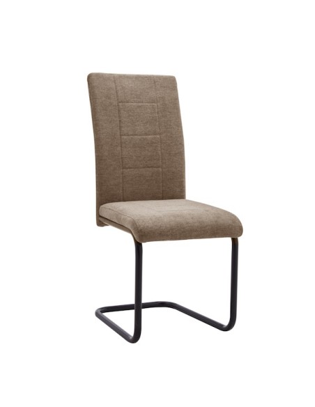 Silla de comedor Chiara de estilo retro, tapizada en tela chocolate