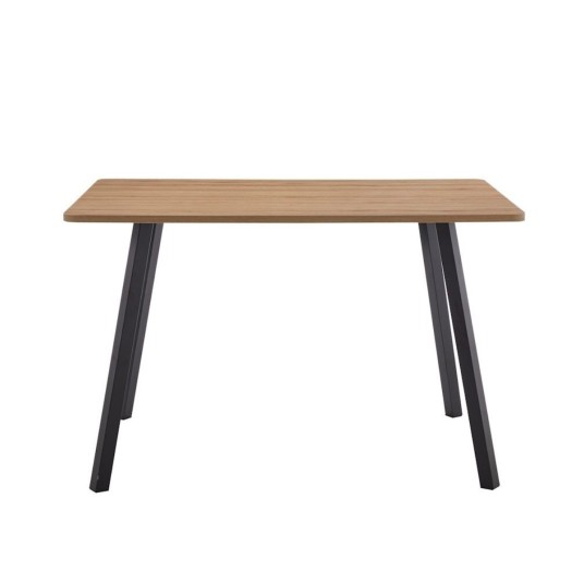 Mesa de comedor fija Edna – tapa roble y patas metálicas negras