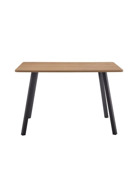Mesa de comedor fija Edna – tapa roble y patas metálicas negras