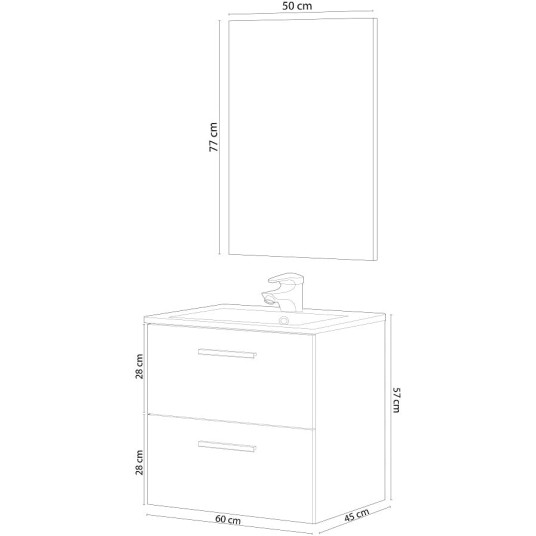 Mueble de baño colgante Aruba con 2...