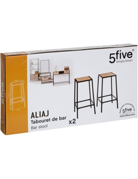Juego de 2 Taburetes altos Aliaj madera y metal