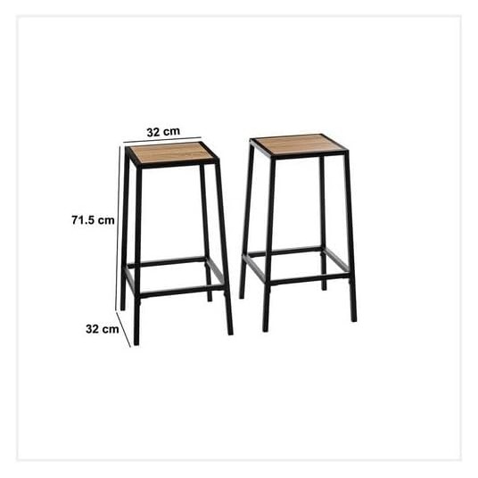 Taburete Aliaj alto para cocina y barra de bar, madera y metal negro