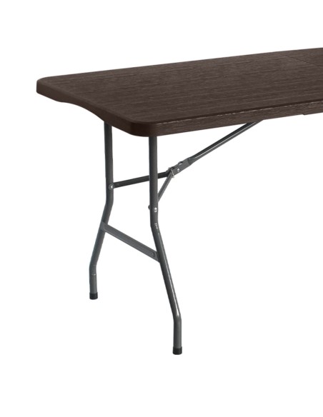 Mesa plegable efecto madera 180 cm rectangular