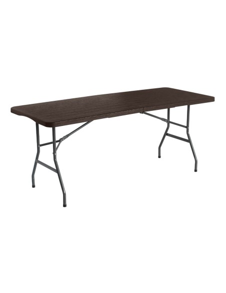 Mesa plegable efecto madera 180 cm rectangular