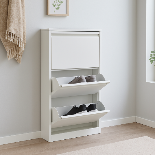 Zapatero metálico 3 puertas – Blanco