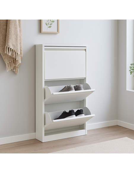 Zapatero metálico 3 puertas – Blanco