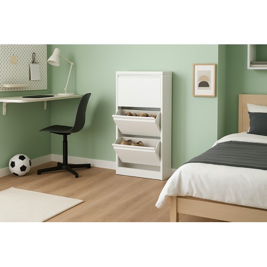 Zapatero metálico 3 puertas – Blanco