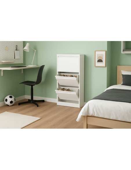 Zapatero metálico 3 puertas – Blanco