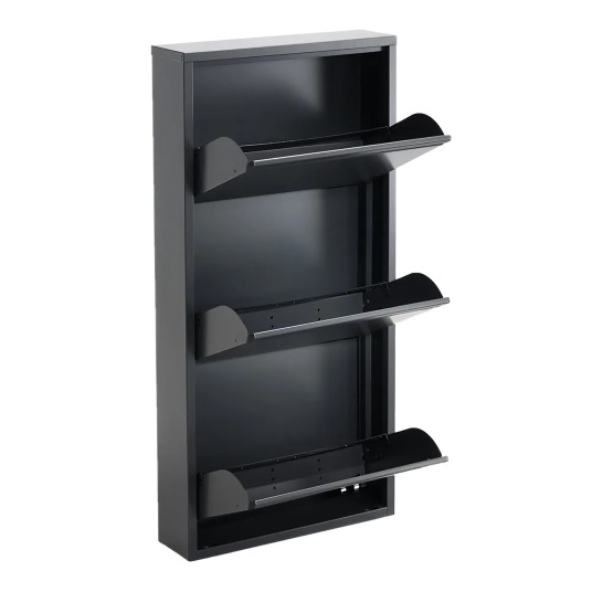 Zapatero metálico 3 puertas – Negro